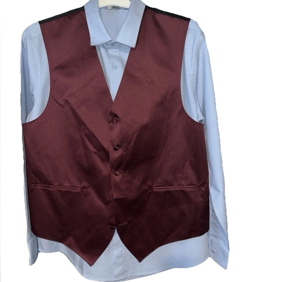Vesuvio Napoli In Italy Men's Vest Maroon Front Black Back Covered Buttons Large - Picture 1 of 8